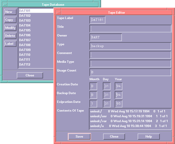 Image showing BART's tape library manager